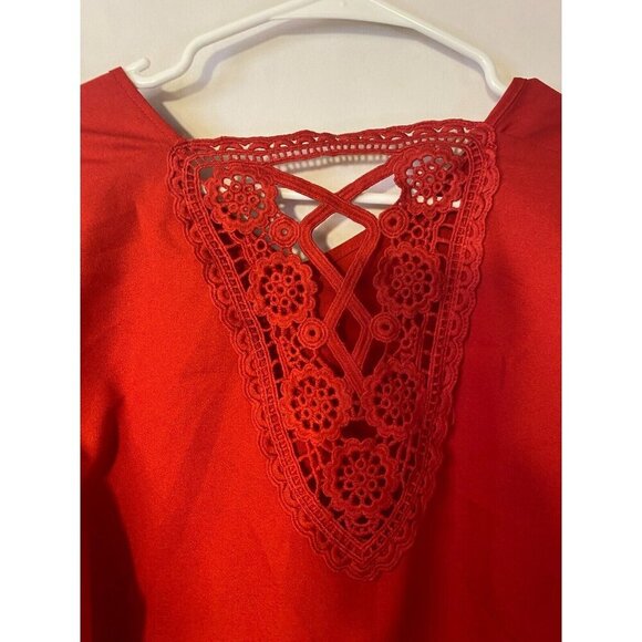 St Jubileens red Ruffle Sleeve Shirt top Blouse Womens Size XL - Picture 4 of 4